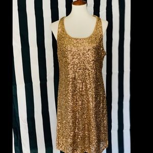 INC Gold Sequined Mini Dress
